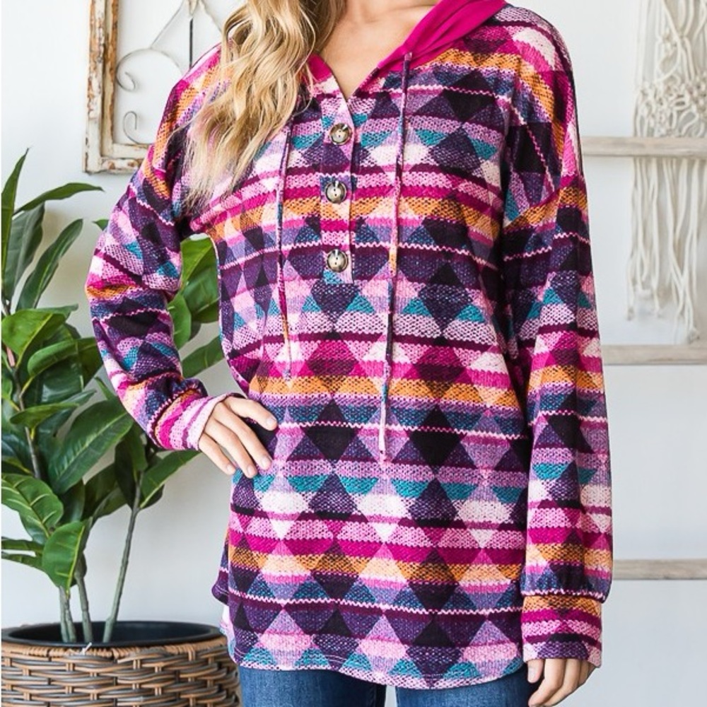 Heimish Magenta Geometric Hoodie